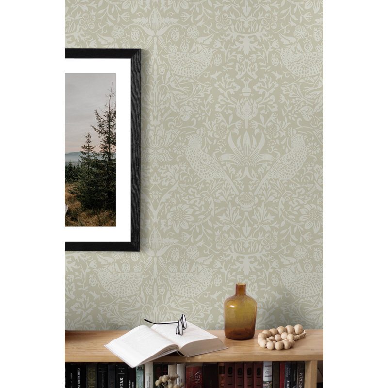 Papier peint adhésif pelucheux et adhésif Red Barrel Studio®, Beige