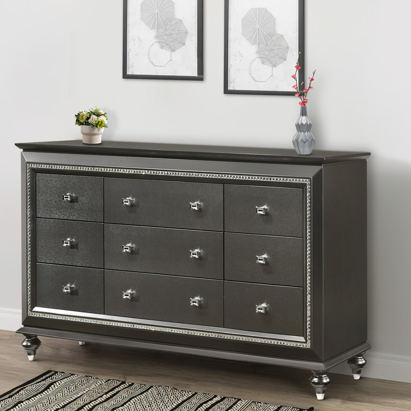 Lundt 66'' W 9 - Drawer Dresser, Black
