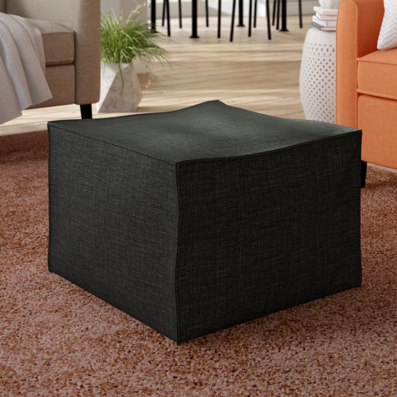 Upholstered Pouf, Charcoal