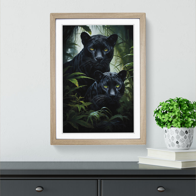 Panther Gothic - Single Picture Frame Print, Oak Framed, 64cm H x 46cm W x 2" D