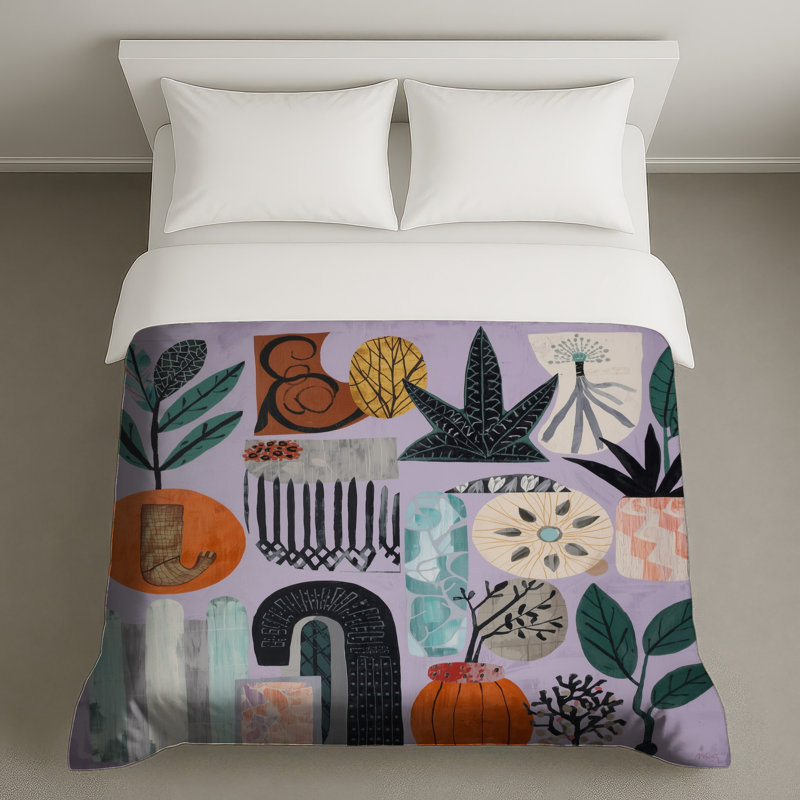 Abstract Botanical Elements Duvet Covers, Queen
