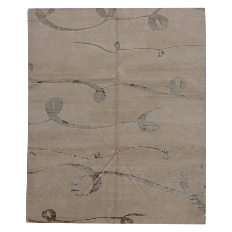 High-Quality Hand-Knotted Ecru Area Rug