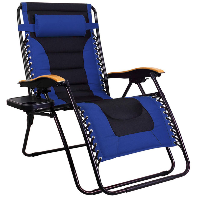 Chaise rembourrée inclinable zéro gravité avec coussin, Bleu foncé