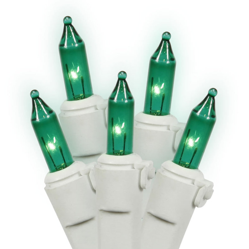 Christmas Mini Light Set - White Wire, Opaque Orange, 16 FT
