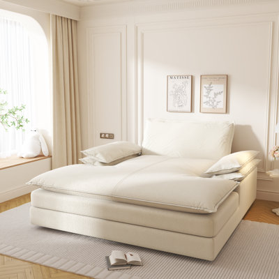 80" W Modern Deep Seat Upholstered Oversized Double Indoor Chaise Lounge, With Large Pillow And Wide Armrests Chenille Lazy Sleeper Sofa Bed