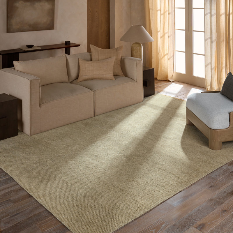 Normanno Limon Handwoven Solid YellowGold Area Rug (8'6"x11'6"), Runner 3' x 10'