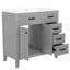 Meuble-lavabo de 36 po Dexheart, unité autoportante avec tiroirs, lavabo en céramique lisse, bois massif et, assemblage requis pour l'installation du meuble-lavabo-121114147-121114150