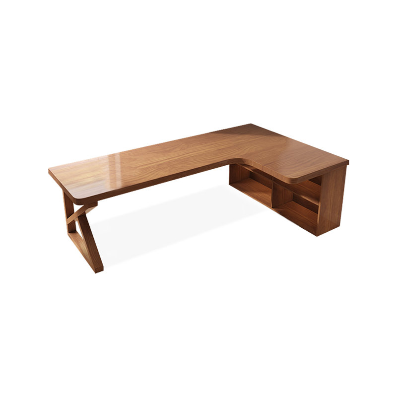 Bureau en coin en bois massif et bibliothèque intégrés, 29.53"H*70.87"W*47.24"D, Oui