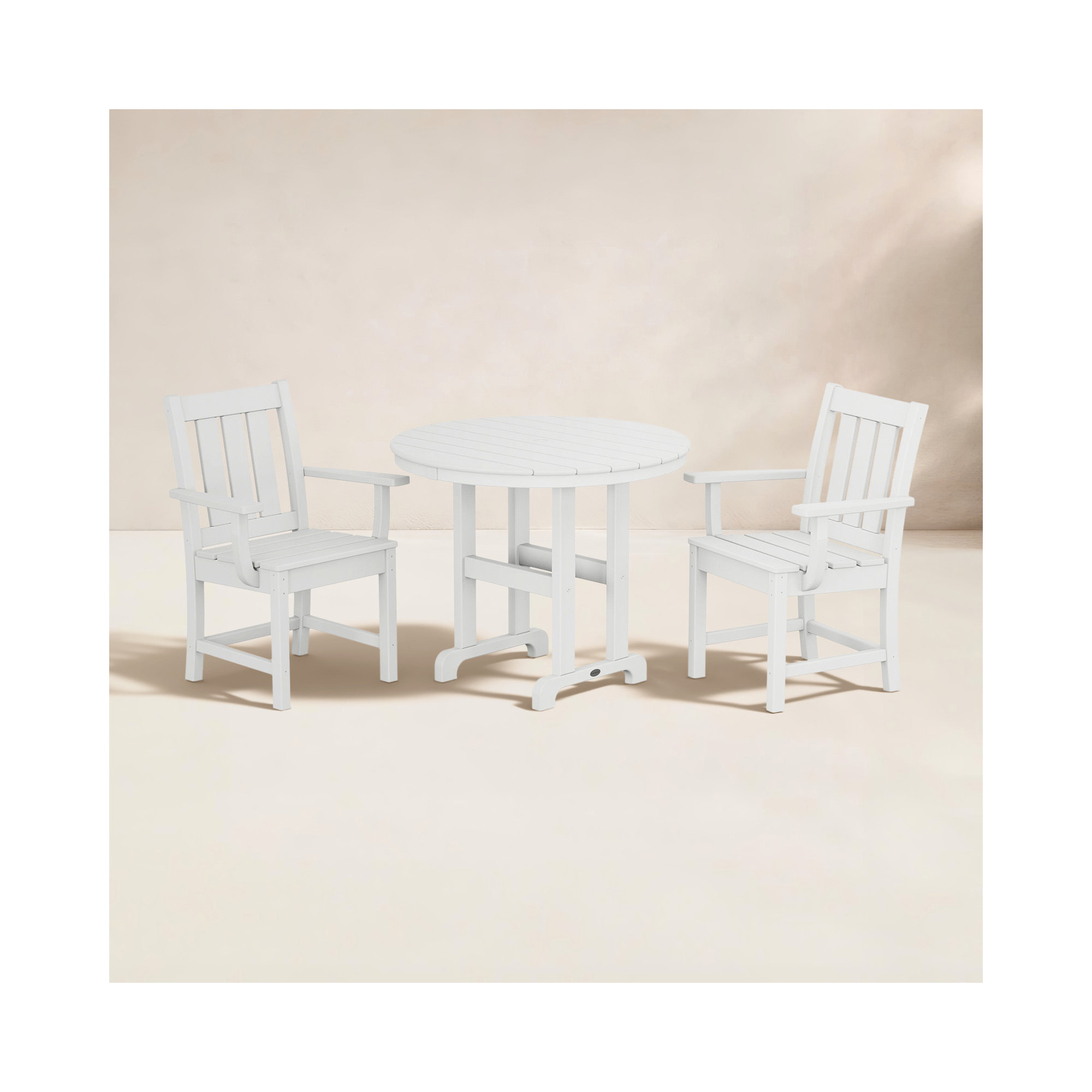 Oxford 3-Piece Farmhouse Dining Set, White