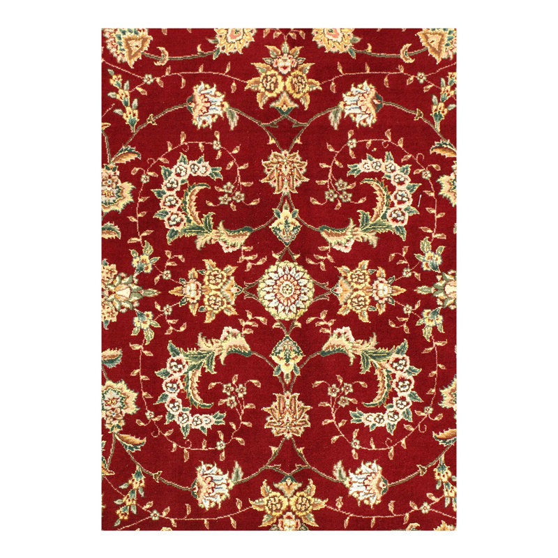 Tabriz Floral Area Rug in Red/Ivory