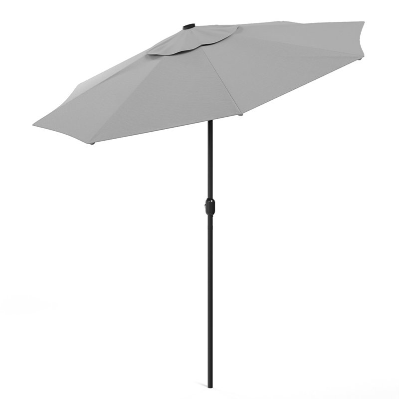 Brailynn Lighted Market Parasol, Light Grey