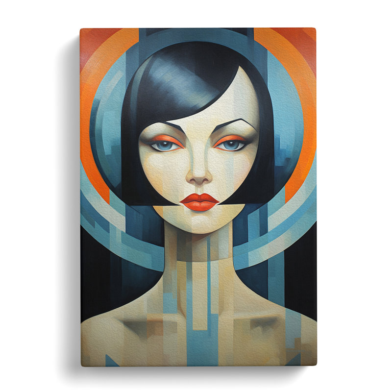 Art Deco Woman Hard Edge - Wrapped Canvas, 50cm H x 35cm W x 3cm D