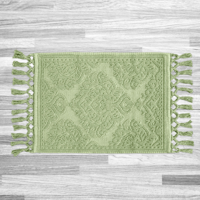 Ricardo 100% Cotton Bath Rug, 17" W x 31" L, Sage Green
