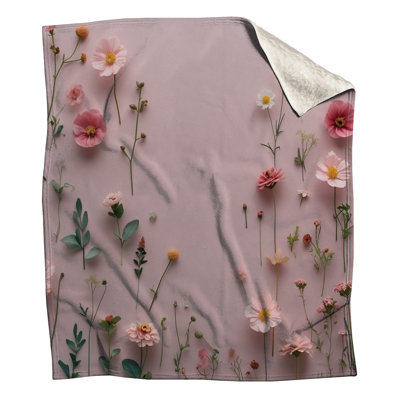 Pink Wildflowers Arrangement Blankets