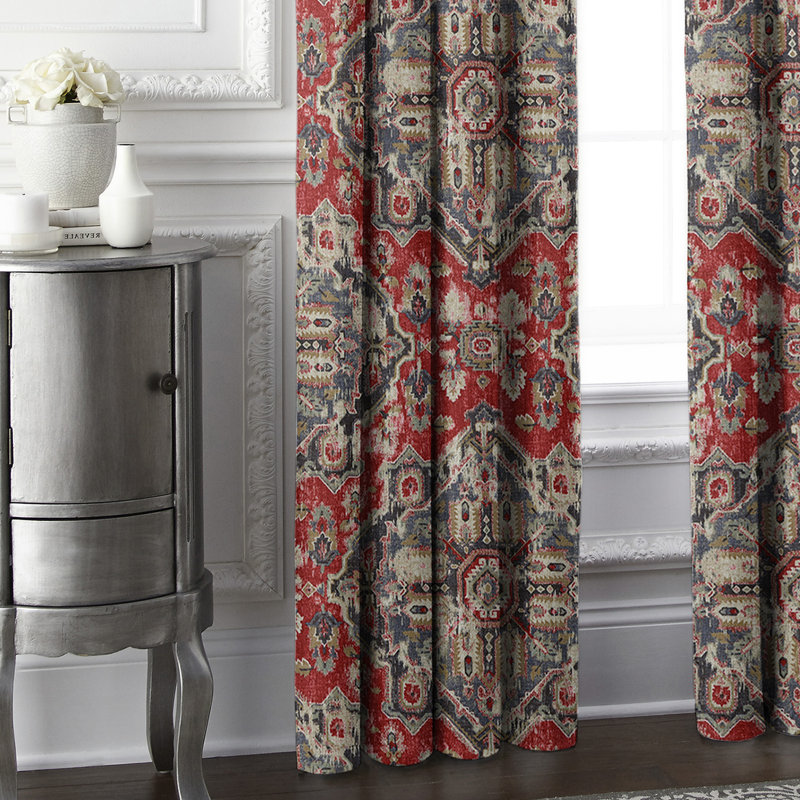 Tangier Linen Geometric Room Darkening Single Curtain Panel, 40" W x 96" L