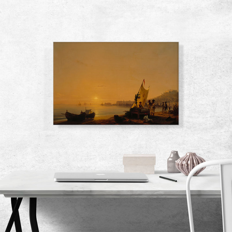 «The Bay of Naples 1844» par Ivan Aivazovsky, reproduction d'art sur toile tendue, H 18 po x l 26 po x P 1,5 po