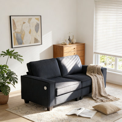 81'' Wide Modern Corduroy 2-Seater Sofa with USB & Type-C Ports, Ideal for Contemporary Living Spaces