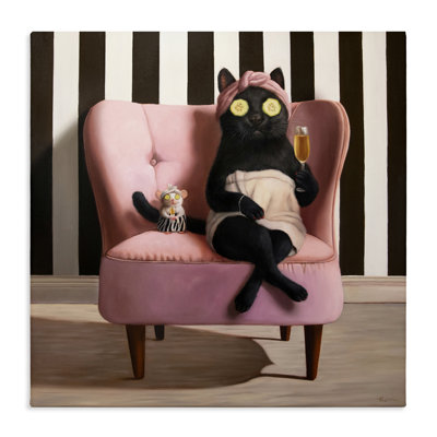Toile Pamper Party Cat, design par Lucia Heffernan