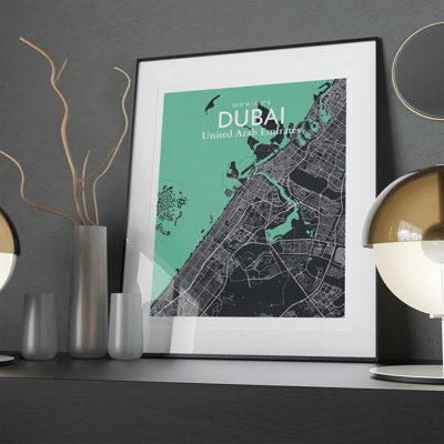 Dubai City Map in Dream 1 Piece Wall Art