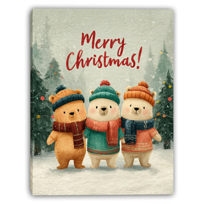 «Three Bears Merry Christmas», art mural sur toile tendue