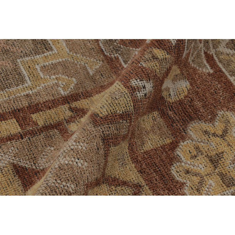Hand Knotted Wool Geometric Area Rug, Rectangle 9' x 12'