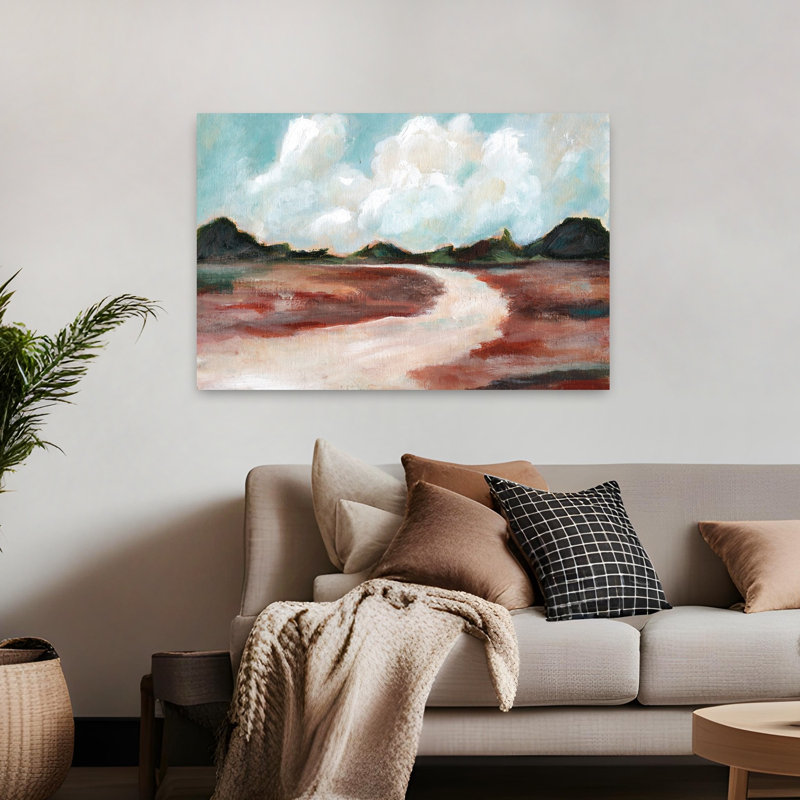 Down The Dirt Road, paysage contemporain abstrait, art naturel, H 32 po x l 48 po