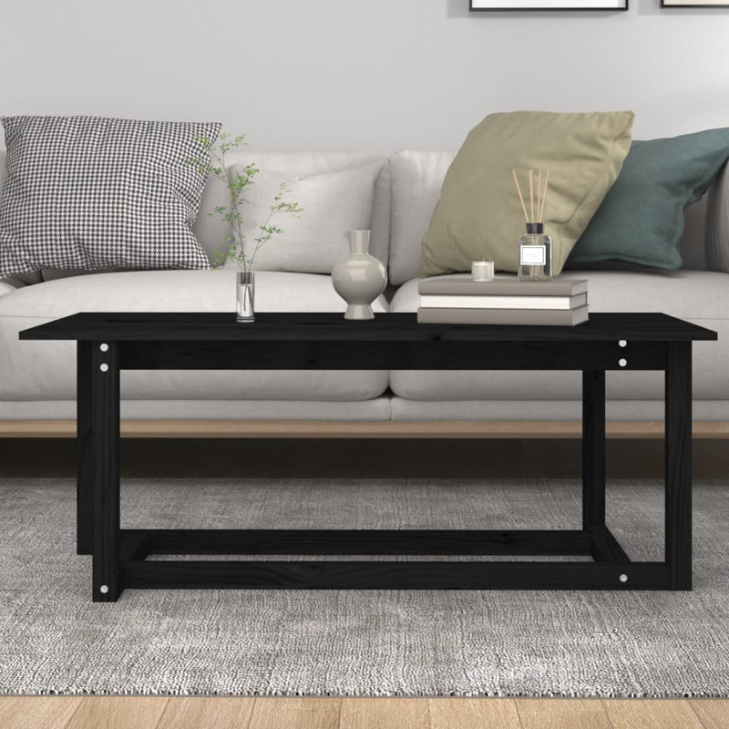 Kamyle Solid Wood Four Leg Coffee Table, Black