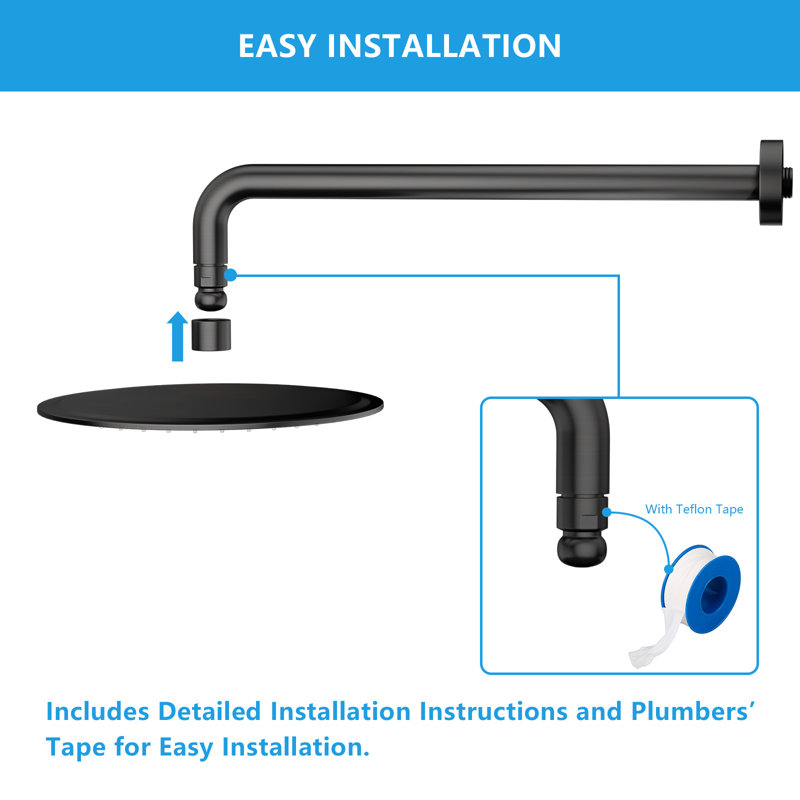 Bras d'extension de douche mural en acier inoxydable 16 po avec bras de douche, Bronze huilé