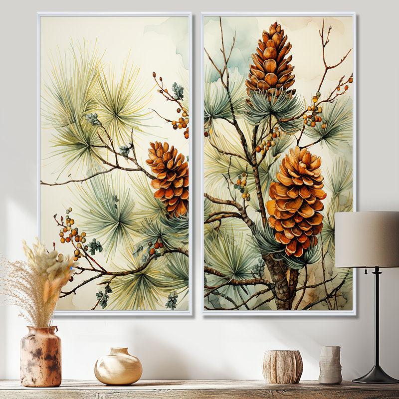 Pine Tree Pine Beauty II - Green, reproduction d'art sur toile, H 40 po x l 40 po, Impression encadrée flottante, Blanc
