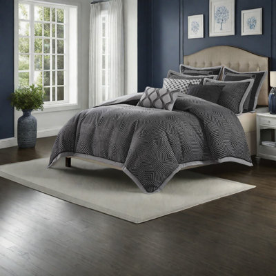 Modern King Bedding Sets, 9 Piece Polyester Jacquard for Home Comfort