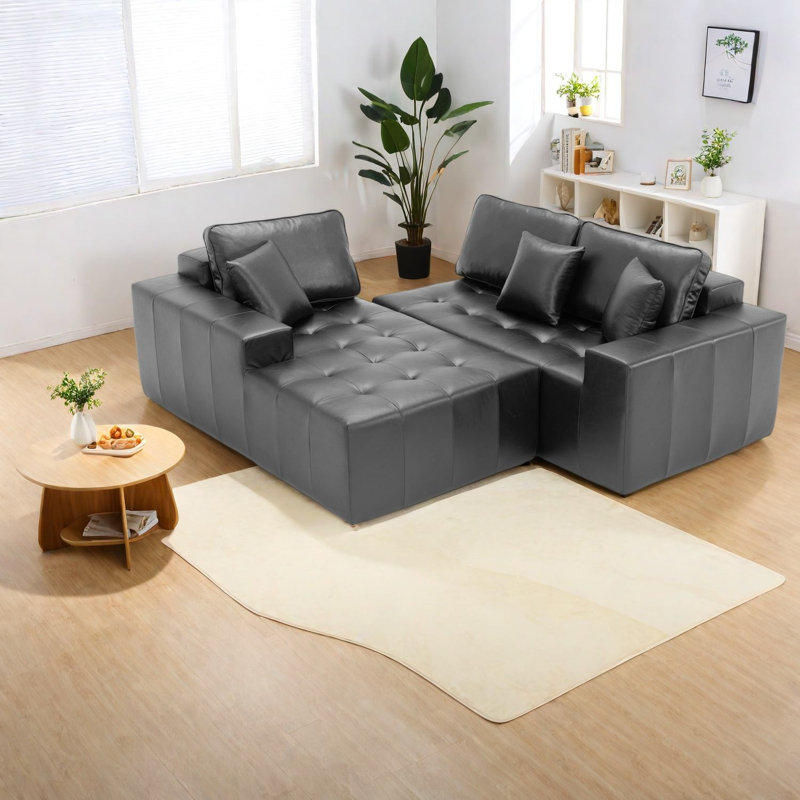 Canapé modulaire en L en similicuir pour la maison