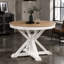Table de salle à manger extensible rétro avec une rallonge de 12 po pour la salle à manger et le salon (bois de chêne naturel et blanc cassé)-518096797