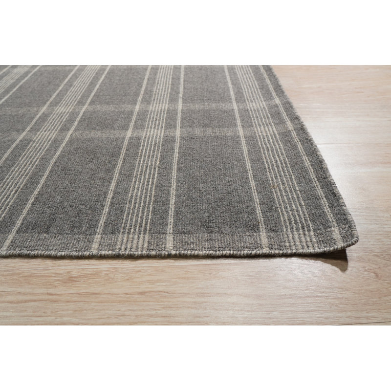 Anbritt Gray Flatweave Wool Area Rug, Rectangle 3' x 5'