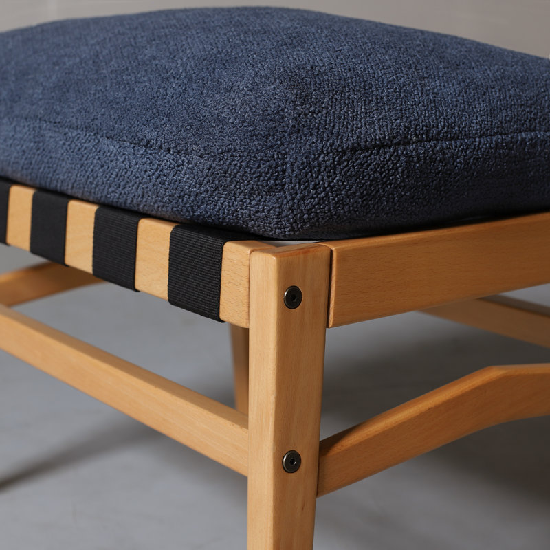 Repose-pieds Mid Century, Bleu indigo, Hêtre