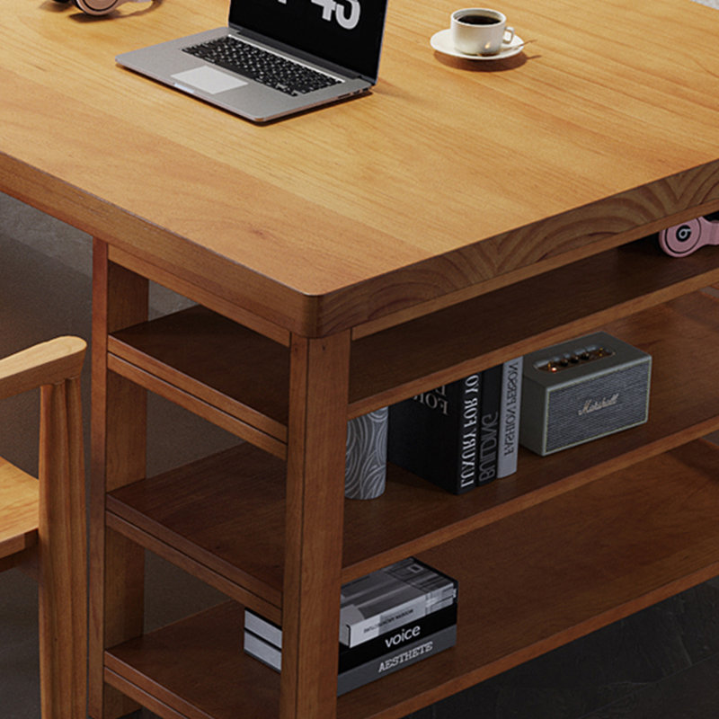 Bureau rectangulaire brun en bois massif, H 29,53 po x l 78,74 po x P 31,5 po