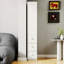 70,87 po, armoire de rangement H 70,87 po, tablette à 4 niveaux, 3 tiroirs latéraux, grande bibliothèque moderne en bois pour le bureau à domicile-1877587309