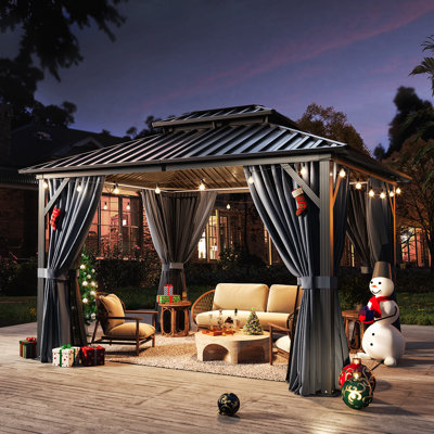 Pavillon de jardin rigide 10 x 12 pi - Toit en acier galvanisé double et cadre en aluminium 