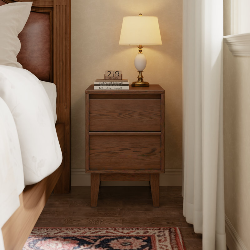 15.75'' W Solid Wood Nightstand, Brun