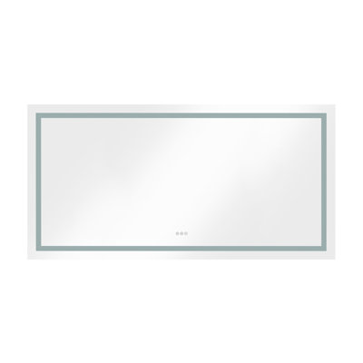 Miroir de salle de bain 72 po x 36 po à DEL, rétro-éclairé, brouillard, 3 options de couleur, gradation continue, verre haute définition, aluminium, meuble-lavabo mural 72 fonctions de brouillard 36 po, choix,