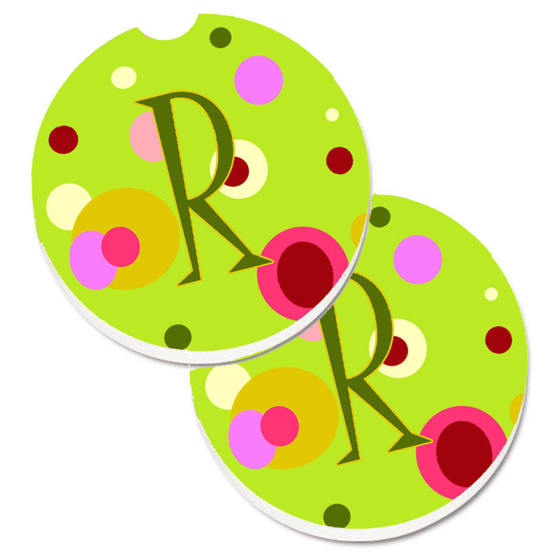 Sous-verre Initiale Monogram, R, Vert