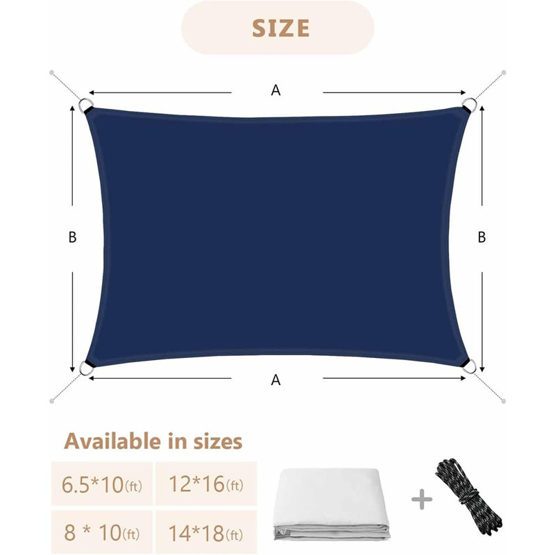 Toile d'ombrage rectangulaire bleu marine pour pare-soleil
