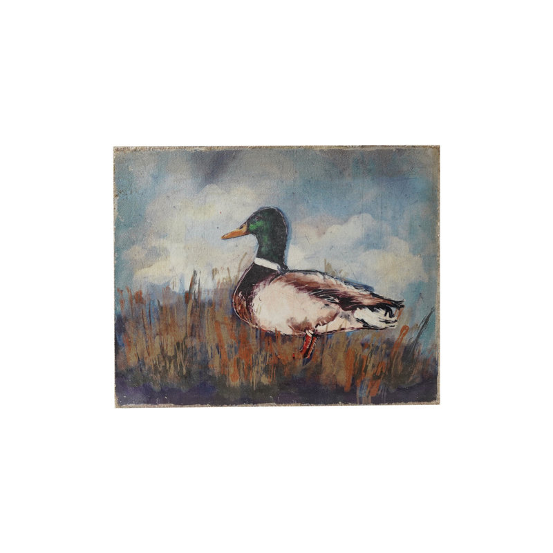 Canvas Wall Decor with Duck Image and Distressed Finish