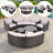 9-pieces Outdoor Half-moon Wicker Conversation Sets With 1 Nesting Coffee Table And Tempered Glass Top