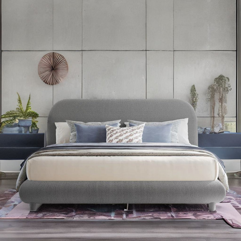 Lit plateforme 37 po Kestra, Double, Gris