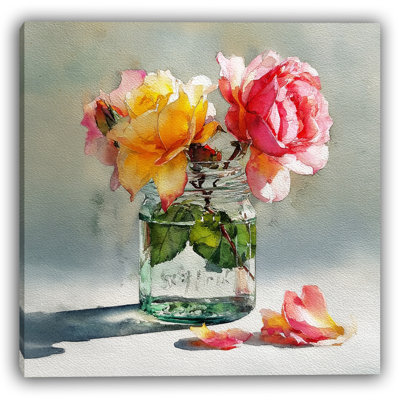 «Roses in Glass V», art mural sur toile tendue