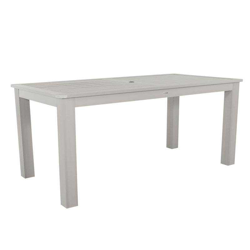 Highlawn Rectangular Outdoor Dining Table With Umbrella Hole , in. W 41.75'' in. D, 36'' H x 42'' W x 84'' D, Harbor Gray