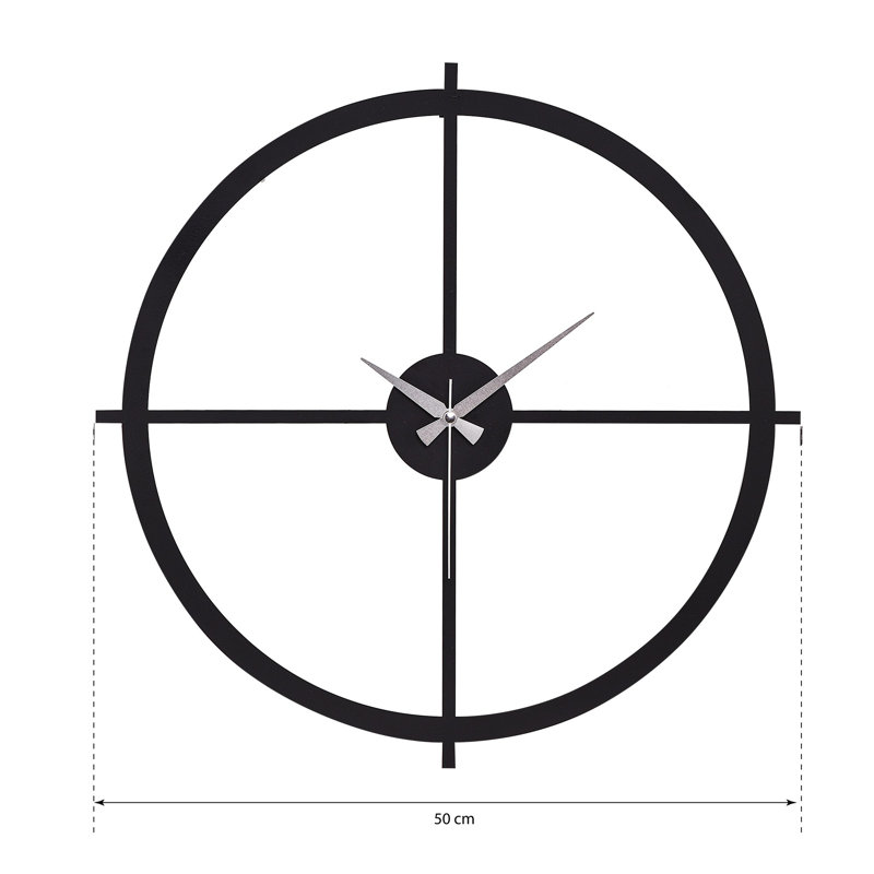 Stylish Decorative Metal Wall Clock, Black, 19.7 inches Diameter | 100% Metal Construction, Thickness: 0.06 inches | Silent Mechanism, Requires 1 AA Battery (Not Included) | Perfect for Home, Office & Modern Decor