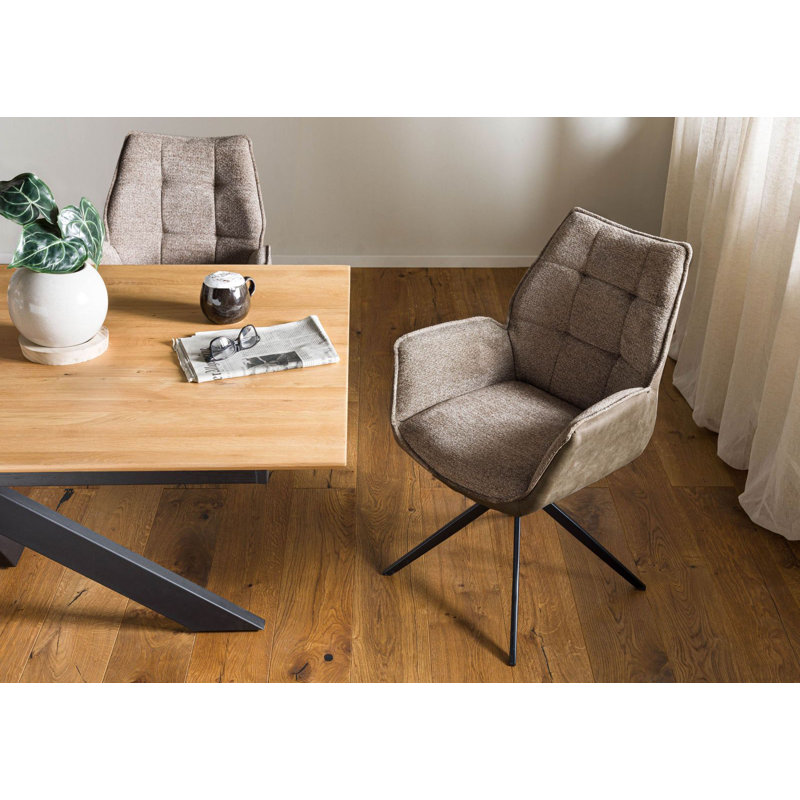 POLSTERSTÜHLE Polyester Blend Upholstered Metal Swivel Chair, Brown