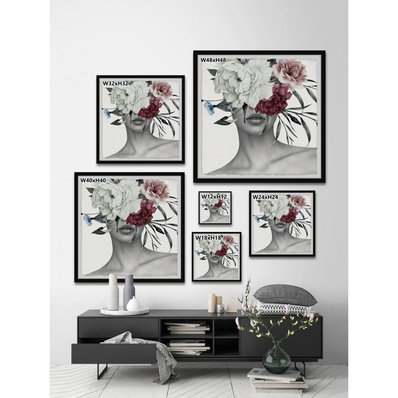 «Trendy Crown Florals» par Marmont Hill - photographie encadrée sur papier, H 32 po x l 32 po x P 1,5 po