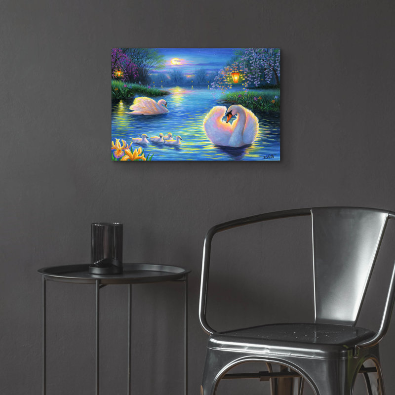 «Lamplight Lake» par Bridget Voth, art en verre acrylique Wal, H 16 po x l 24 po